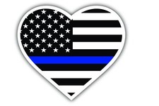 Flag Heart American Police Blue Line 3m Sticker Decal Car Logo Usa Made