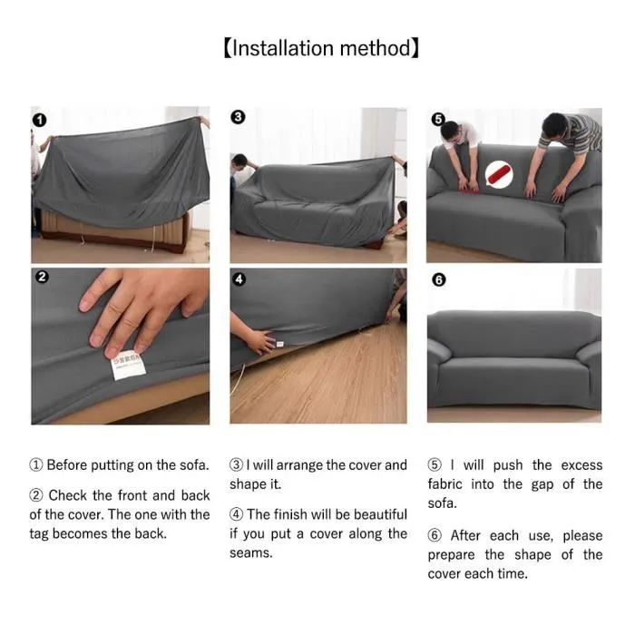 Housse canapé extensible 3 places gris clair - Protection et déco