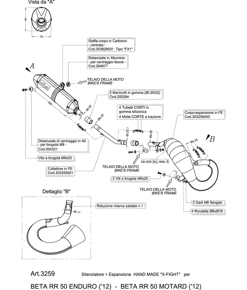 Exhaust system LeoVince complete system X-fight, stainless steel for Beta RR 50 Enduro - Image 2 of 4