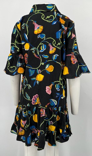 La DoubleJ Black Choux Borboni Printed Cotton-Poplin Mini Shrit Dress sz L - Picture 4 of 6