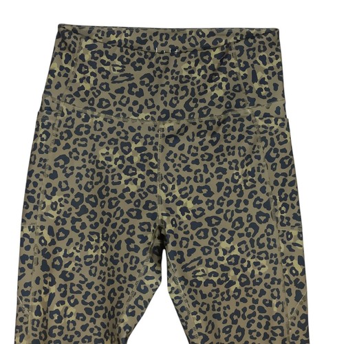 Nicole Miller Sport Leggings Size Large Black and Brown Animal Print High Rise - Picture 2 of 6