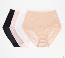 Breezies Set of 4 100 Nylon Full-Brief Panties-Seashell Pink-Large-NEW-A351085