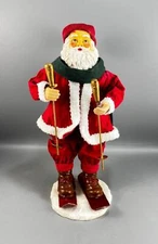 Vintage Four Star International Santa on Ski Skiing Fabric Mache Figurine 10.75"