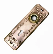 One Antique Vintage Victorian Eastlake Backplate Door Plate Reclaimed Salvage