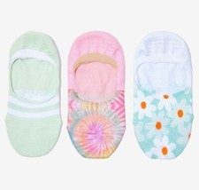 TOMS Ultimate No Show Socks - 3 Pairs - Patterned:Daisy, Pink Tie Die, Striped
