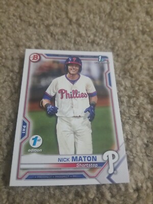 NICK MATON 2021 BOWMAN 1st EDITION CARD BFE-5 PHILLIES (FIRST ROOKIE BASE)