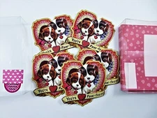Punch Studio Diecut 5 Valentine Dogs Cards Embellished 3D Effect 8 Envelopes 