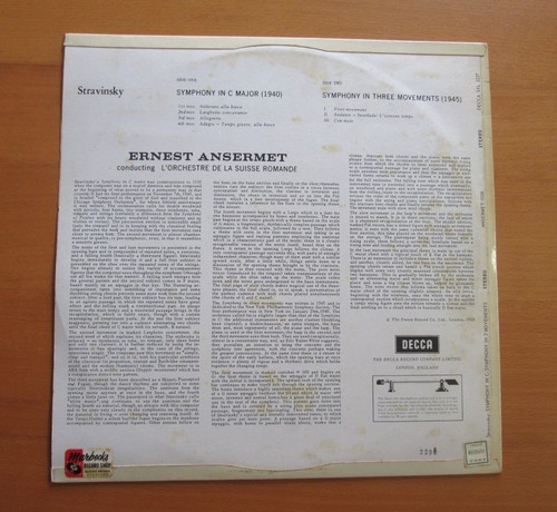 SXL 2237 ED1 Stravinsky Symphony in C Ansermet Decca WBG 1st Vinyl EX - 第 6/6 張圖片