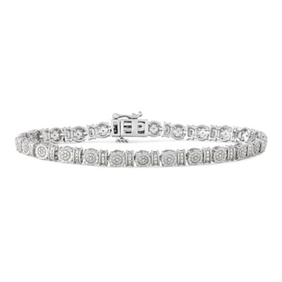 Damen Diamant Tennis Armband - Sterlingsilber 1/4 cttw rund Illusion Set