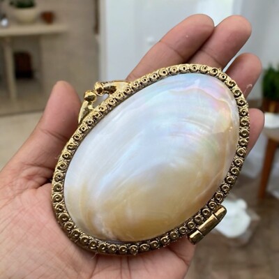 Genuine Mother of Pearl Shell Bag Oval Clutch Pouch Luxury Vintage