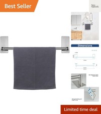 Self Adhesive Bathroom Towel Bar- Stainless Steel Bath Wall Shelf Rack Hangin...