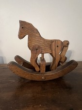 Vintage Style Wooden Rocking Horse Decor Rustic Folk Art Farmhouse Shelf