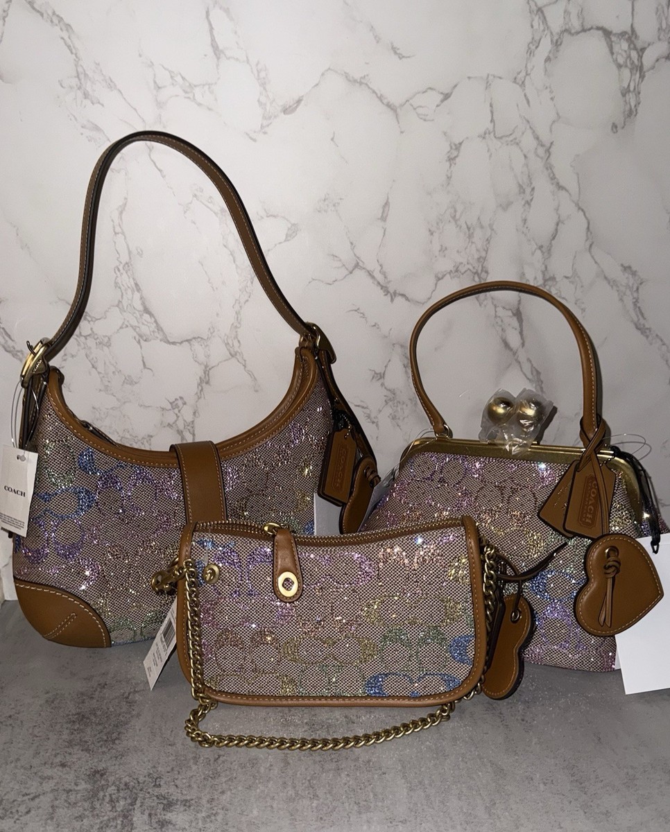 Coach Kisslock Frame Bag 16 Rainbow Candy Crystal/ Black/ Brown