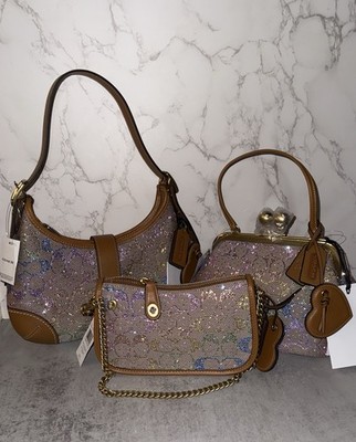 Coach Kisslock Frame Bag 16 Rainbow Candy Crystal/ Black/ Brown