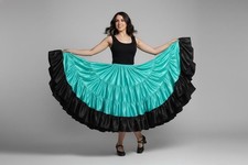 25 Yard Satin Gypsy Skirt Two Color 4 Tier Ruffle Belly Dance Flamenco Costume