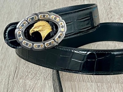 Stefano Ricci Matted crocodile leather belt Size 115Cm