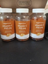 3X Amazon Basics Vitamin C 250 mg, 150 Orange Gummies Exp: Read Description