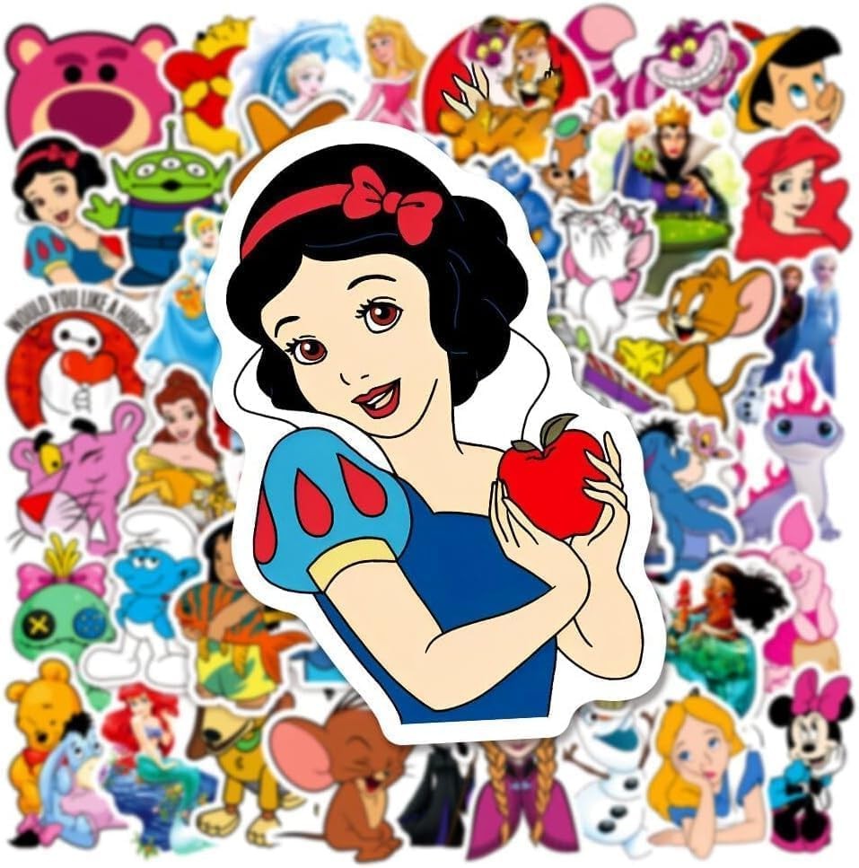 200Pcs Disney Princess Cartoon Vinyl Stickers Waterproof for Kids Teens Adults