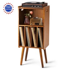 Wooden LP Record Player Stand 3 Tier Turntable Stand Cabinet Holds up to 100