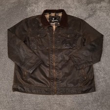 Austin Reed Field Jacket Men's XXL Brown Waxed Cotton Style Cord Collar Coat