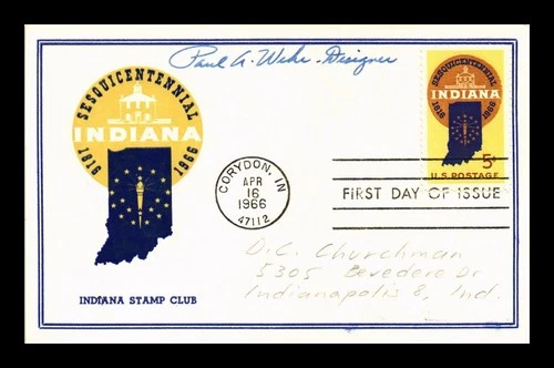 US MAXI CARD INDIANA STATEHOOD SESQUICENTENNIAL FIRST DAY ISSUE SCOTT 1308