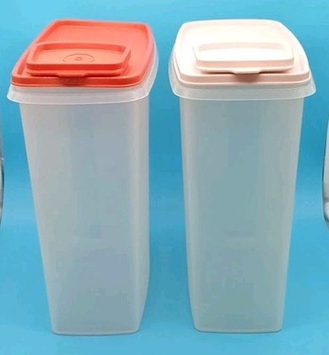 Vintage Tupperware Cereal Keeper Container 1588-4 Pink Lid 1588-6 Red Lid