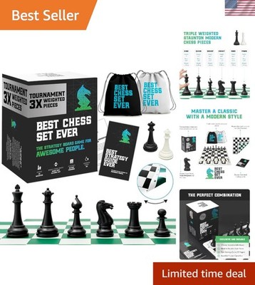 Best Chess Set Ever 3X Tournament Modern Chess Set with Weighted Staunton Pie...