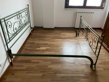STRUTTURA LETTO MATRIMONIALE IN FERRO BATTUTO VERDE CON SFUMATURE ORO
