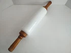 Antique Imperial White Milkglass Rolling Pin With Wood Handles