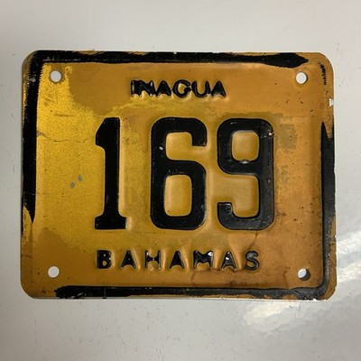 Inagua Bahamas Motorcycle License Tag # 169 Scarce Item Estate Find ~ From Today