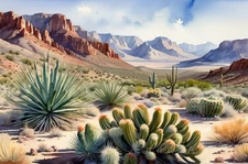 Realistic Landscape Desert Mountain Vista Canvas Wall Art Picture