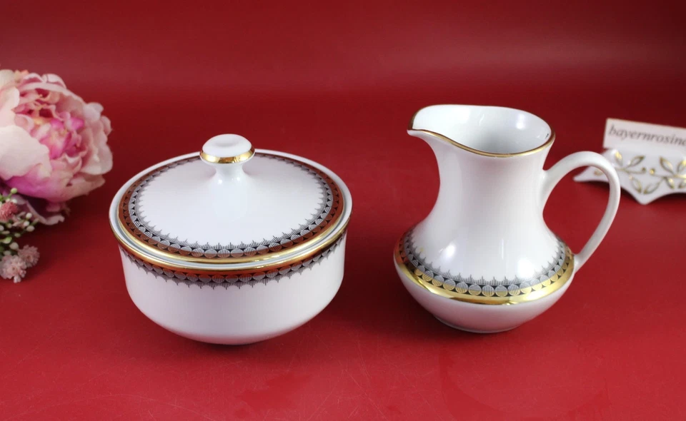 PMR Bavaria Jaeger & Co, Milchkännchen ca. 0,18 L mit Zuckerdose 2 tlg grau-Gold - Bild 2 von 4