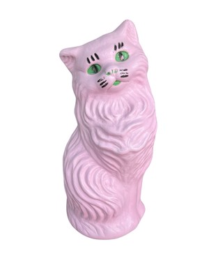 Vintage 1950 A.J. Renzi 17 Inch Cat Blow Mold Coin Money Bank Pink