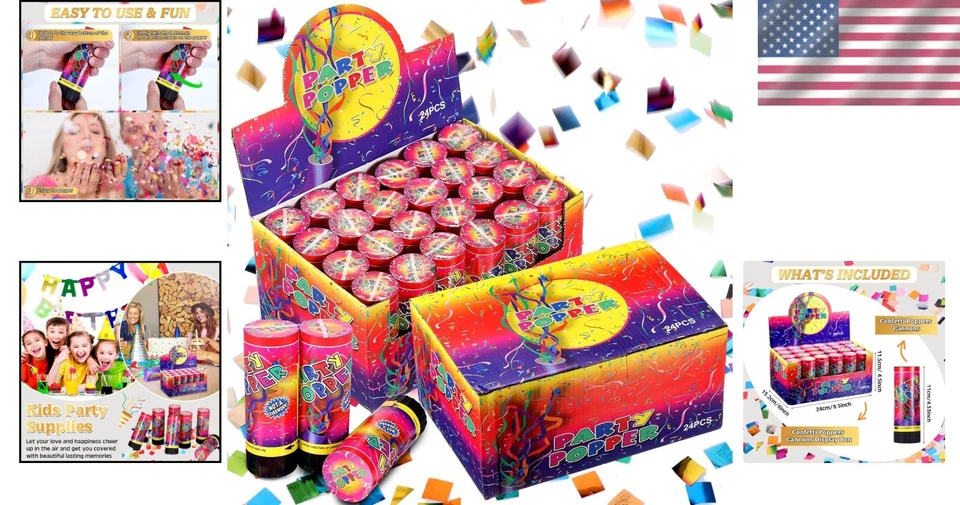 4.33 英寸 Confetti 射手 - 72 个安全轻便的 Poppers 适用于所有场合 — 第 2/4 张图片