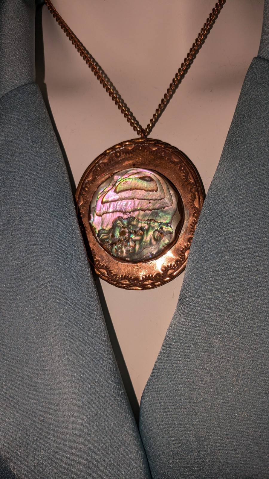 Copper Medallion Abalone Shell & Necklace - image 1