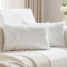 Sparkling Decorative Pillow Covers Set of 2, 12 x 20 inch Glitter Decorative Pil