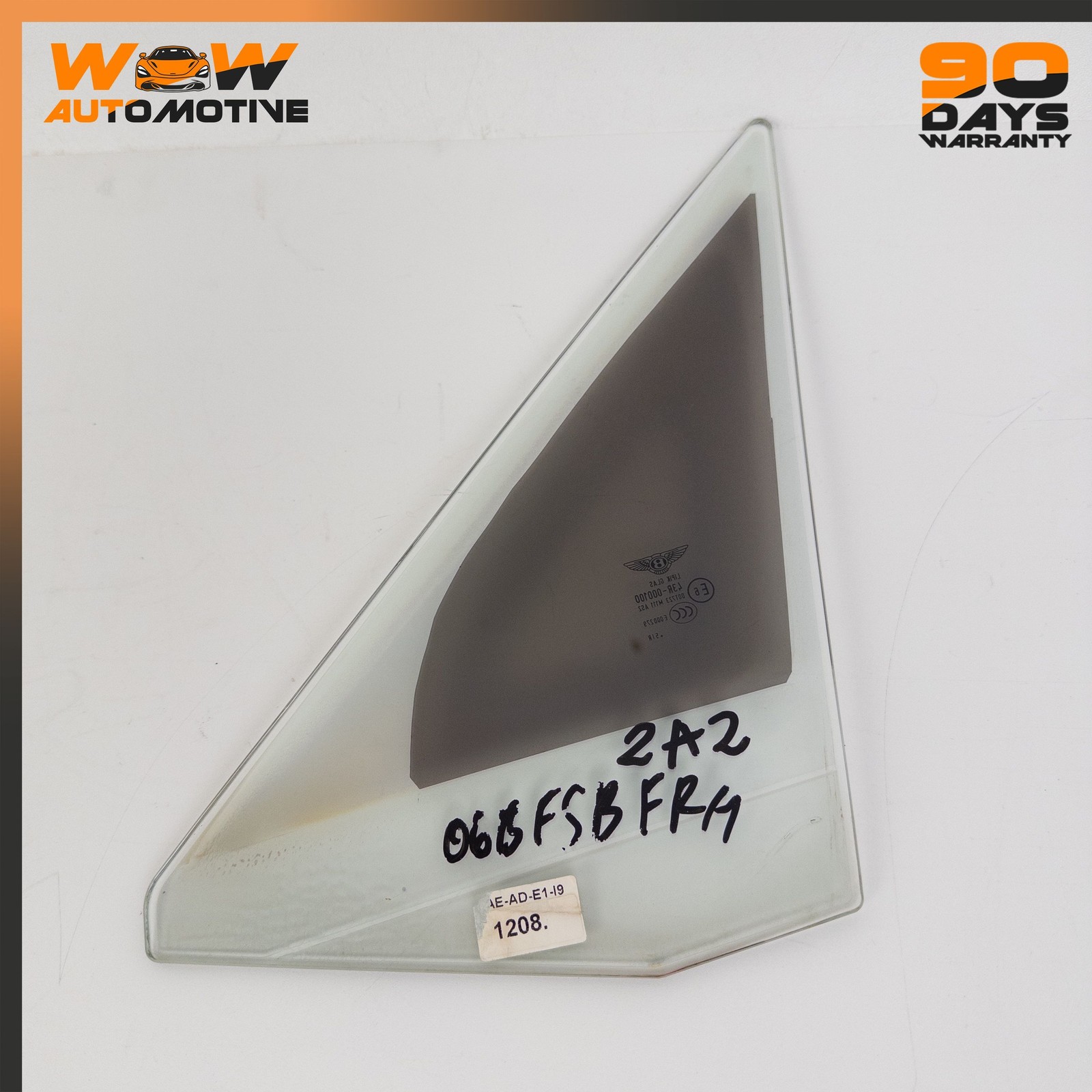 06-13 BENTLEY CONTINENTAL FLYING SPUR FRONT RIGHT QUARTER FIXED VENT WINDOW OEM