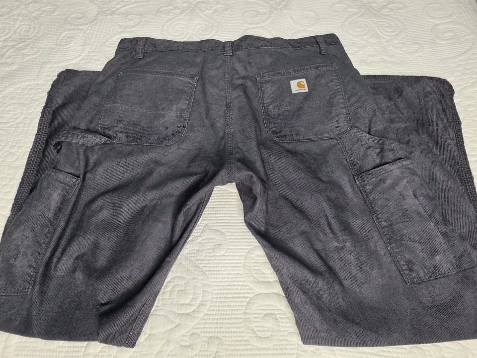 Carhartt WIP Single Knee Pant Corduroy Grey Charcoal Size 31x32 Womens