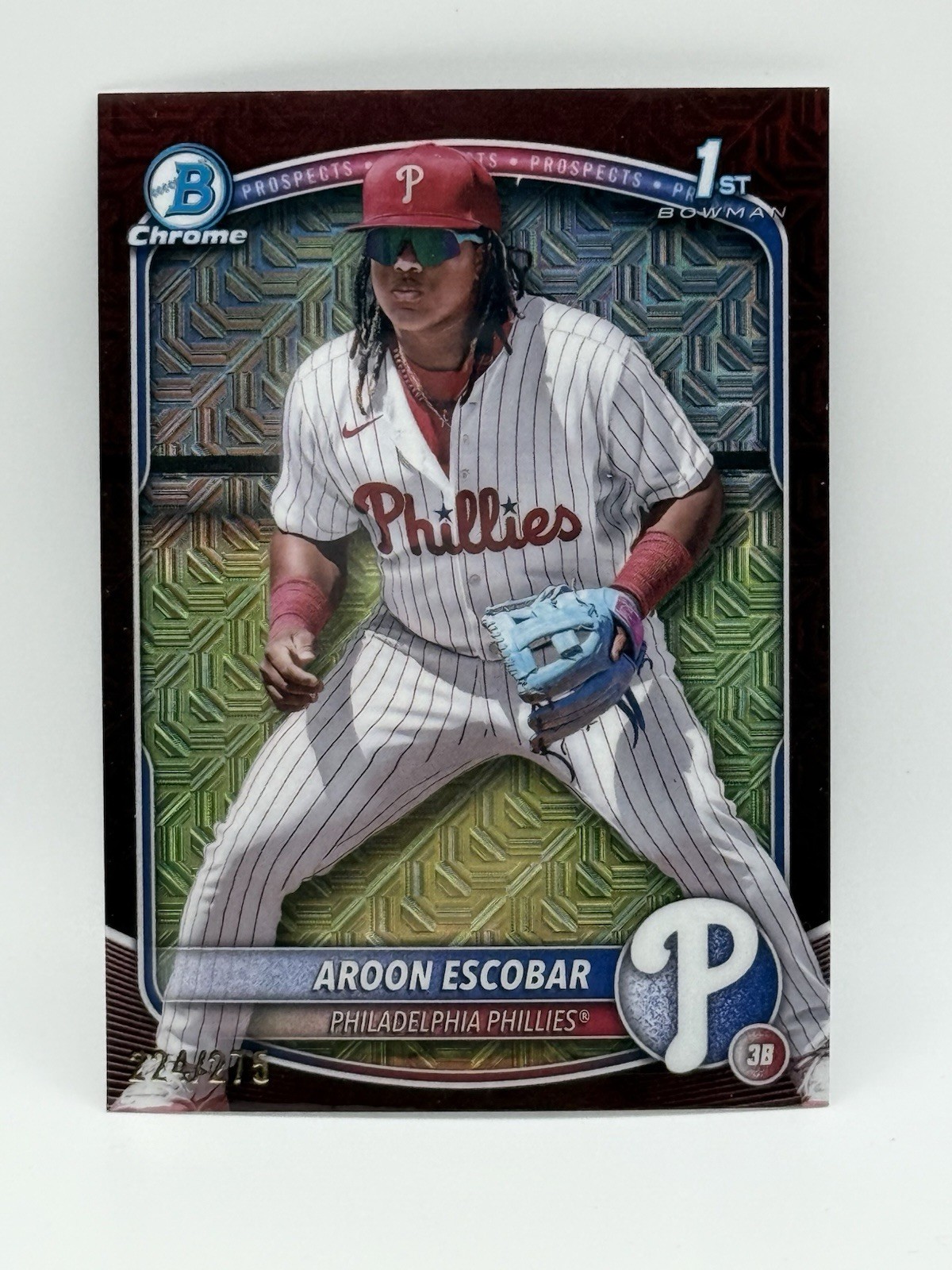 2025 Bowman Chrome Aroon Escobar 1st Burgundy Mojo Refractor #BCP-65 /275