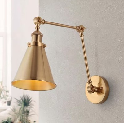 JONATHAN Y Rover 7 in. Adjustable Arm Metal Brass LED Wall Sconce