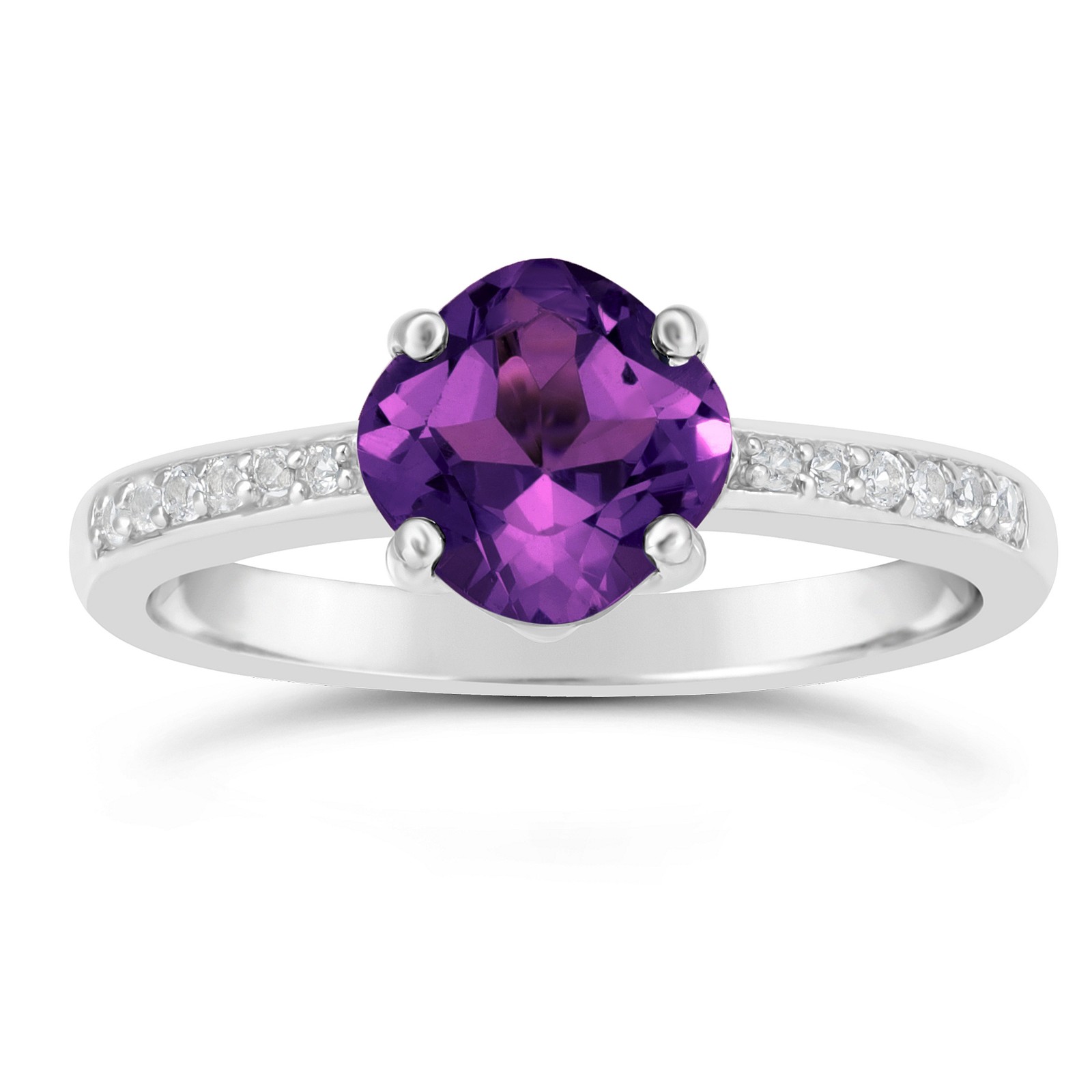 Elegant Engagement Ring for Women Amethyst White Topaz Sterling Silver - Size 9-image