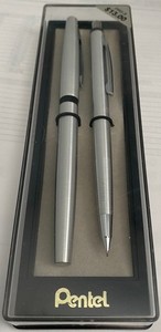 PENTEL Slim Rolling Writer Pen and Sliding Sleeve Pencil (PRS-3 Made in Japan)