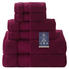 Burgundy 6-Piece Bath Towel Set, 2 Bath, 2 Hand, 2 Washcloths, 100 Turk