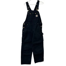Carhartt Mens 36x30 Black Iconic R01 Relaxed Fit Duck Bib Overalls Canvas Work
