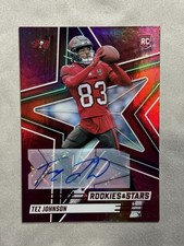 Tez Johnson 2025 Panini Rookies & Stars Football RC Red Parallel Auto #184 Bucs
