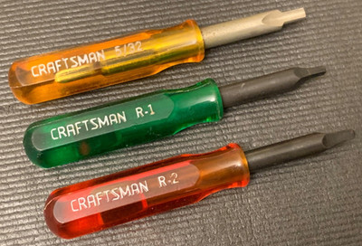 Lot of 3 Rare Craftsman USA (Xcelite) 5/32 Clutch, R1 & R2 Mini Screwdrivers
