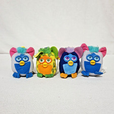Lot of 4 McDonald's 2000 Furby plush keychains some wear and tear 
