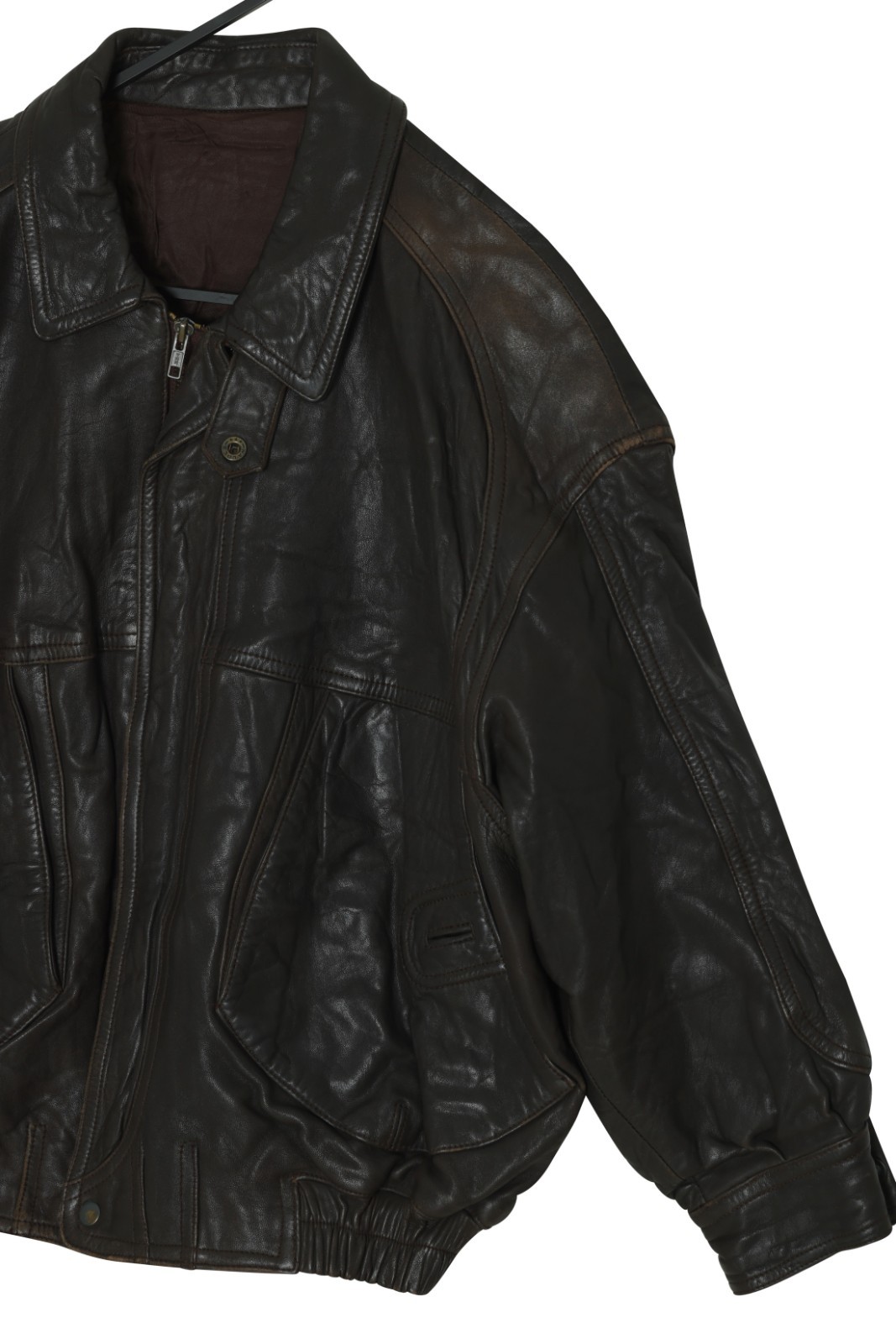 1980s–1990s Leather Bomber, Multi-Axis Panel Compression, Spanish Production image 2