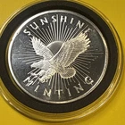 1 oz Proof Sunshine Minting Si Security Mint Mark .999 Fine Silver  & Capsule