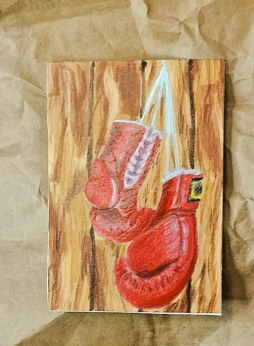 ACEO original art boxing gloves of boxing series by Rique Customz